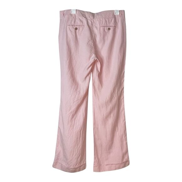 Woman’s Vintage J Crew Linen Pink Cuffed Wide Straight Leg Pants Size 8 Low Fit - Picture 4 of 6